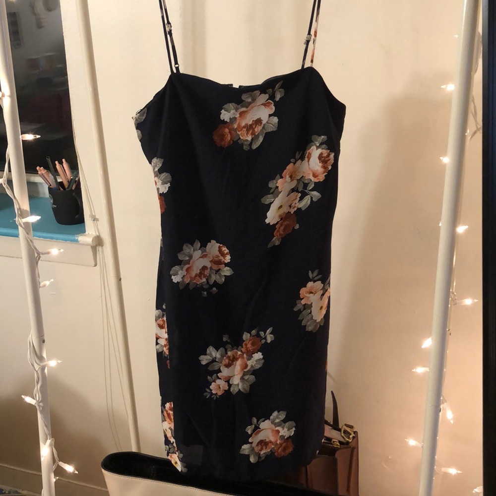 Navy blue floral dress